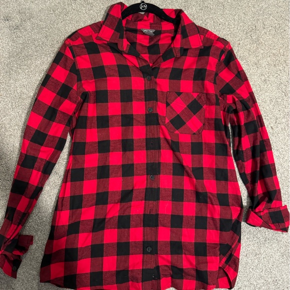 Eddie Bauer Tops - Eddie Bauer Women’s Red/Black Flannel Long-Sleeve (Size Tall-Medium)
